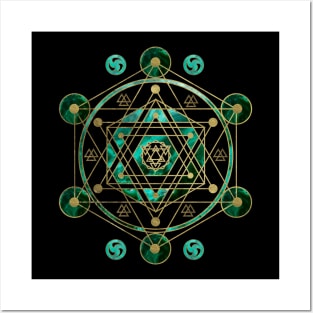 Sacred Geometry Ornament in gold and malachite Posters and Art
